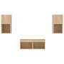 Muebles de TV de pared con luces LED 4 piezas roble Sonoma en Muebles TV | Comprar online en Foro24