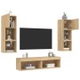 Muebles TV pared con LED 6 pzas madera ingeniería roble Sonoma en Muebles TV | Comprar online en Foro24