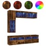 Muebles de TV de pared con luces LED 7 piezas roble ahumado en Muebles TV | Comprar online en Foro24