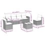 Set de comedor de jardín 7 pzas y cojines ratán sintético negro