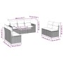 Set de comedor de jardín 7 pzas y cojines ratán sintético negro