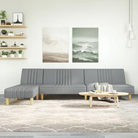 Sofá cama en forma de L tela gris claro 255x140x70 cm by vidaXL, Sofas - Ref: Foro24-3157235, Price: 386,50 €, Discount: %