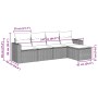 Set de muebles de jardín 5 pzas y cojines ratán sintético negro
