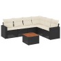 Set de comedor de jardín 7 pzas y cojines ratán sintético negro