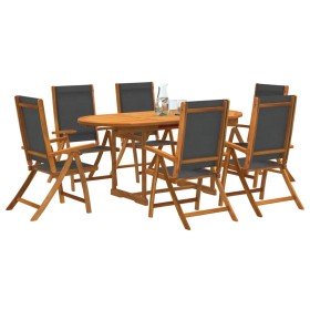 Juego comedor de jardín 7 pzas madera maciza acacia y textileno Juego comedor de jardín 7 pzas madera maciza acacia y textileno