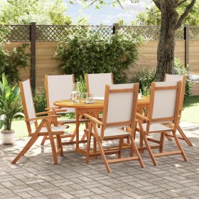 Juego comedor de jardín 7 pzas madera maciza acacia y textileno Juego comedor de jardín 7 pzas madera maciza acacia y textileno