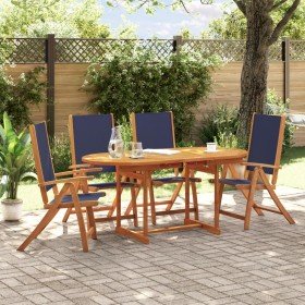 Juego comedor de jardín 5 pzas madera maciza acacia y textileno