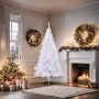 Medio árbol de Navidad artificial con soporte PVC blanco 180 cm