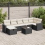Set de sofás de jardín y cojines 8 piezas ratán sintético negro