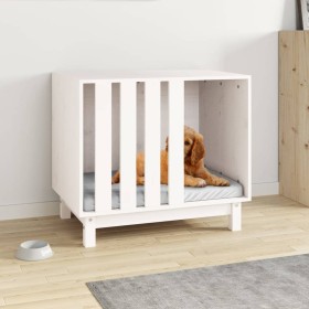 Hundehütte aus massivem weißem Kiefernholz, 70 x 50 x 62 cm von vidaXL, Hundehütten - Ref: Foro24-822482, Preis: 104,99 €, Ra...