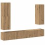 Mueble para TV de pared madera contrachapada artesanal 4 piezas en Muebles TV | Comprar online en Foro24