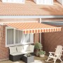 Toldo Retráctil Rayado Manual Amarillo y Naranja 300 x 250 cm