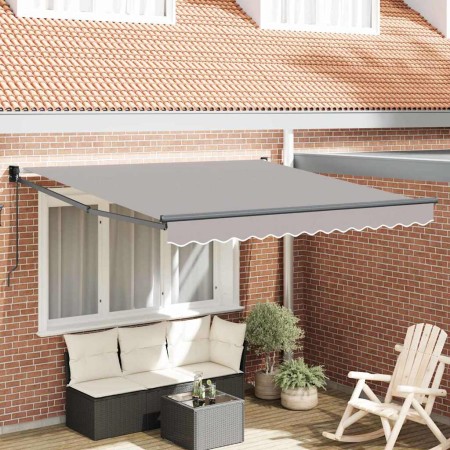 Toldo Manual Gris claro 3 x 2,5 m Poliester y metal