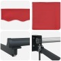 Toldo Manual Rojo 3 x 2,5 m Poliester y metal
