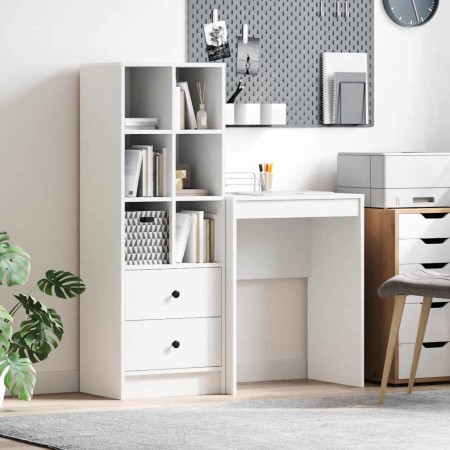 Escritorio con almacenamiento 2 pcs Blanco 45.5 x 34 x 127 cm