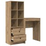 Escritorio con almacenamiento con cajón 2 pcs Roble artisan
