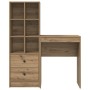 Escritorio con almacenamiento con cajón 2 pcs Roble artisan