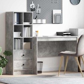 Escritorio con almacenamiento con cajón 2 pcs Gris Concreto