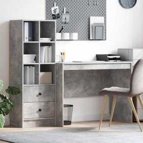 Escritorio con almacenamiento con cajón 2 pcs Gris Concreto