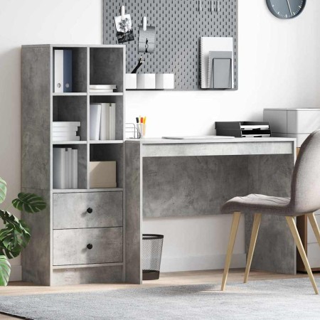 Escritorio con almacenamiento con cajón 2 pcs Gris Concreto