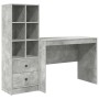 Escritorio con almacenamiento con cajón 2 pcs Gris Concreto