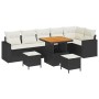 Conjunto de sofá de jardín 9 pcs Negro y crema 80 x 80 x 71 cm