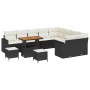 Conjunto de sofá de jardín 12 pcs Negro y crema 90 x 55 x 71 cm