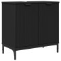 Juego de muebles de baño Negro Madera Compuesta, Metal