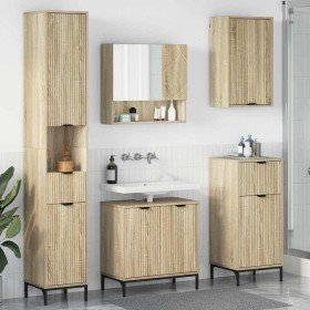 Juego de muebles de baño Roble Sonoma Madera Compuesta, Metal