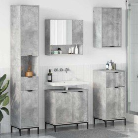 Juego de muebles de baño Gris Concreto Madera Compuesta, Metal