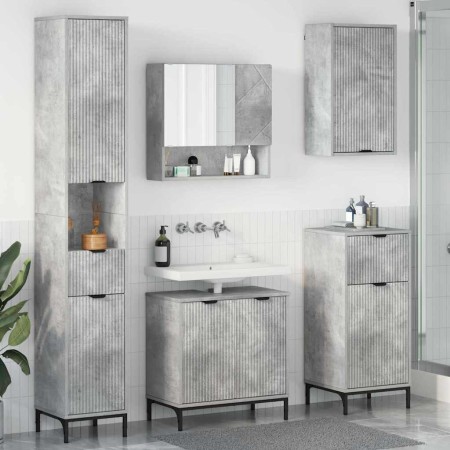 Juego de muebles de baño Gris Concreto Madera Compuesta, Metal