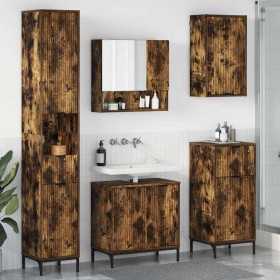 Juego de muebles de baño Roble ahumado Madera Compuesta, Metal