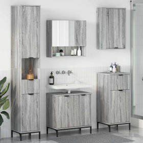 Juego de muebles de baño Gris Sonoma Madera Compuesta, Metal