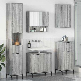 Juego de muebles de baño Gris Sonoma Madera Compuesta, Metal