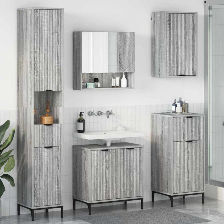 Juego de muebles de baño Gris Sonoma Madera Compuesta, Metal
