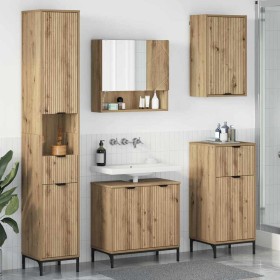 Juego de muebles de baño con cajón con puerta Roble artesanal