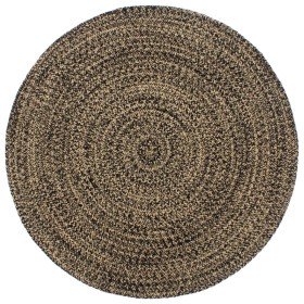 Alfombra hecha a mano de yute marrón y negro 180 cm