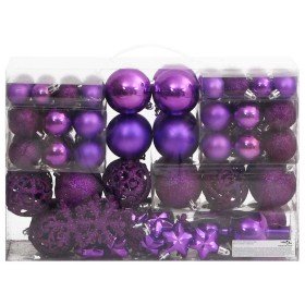 Juego de bolas de Navidad 111 pzas poliestireno morado Juego de bolas de Navidad 111 pzas poliestireno morado