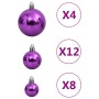 Juego de bolas de Navidad 111 pzas poliestireno morado