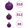 Juego de bolas de Navidad 111 pzas poliestireno morado