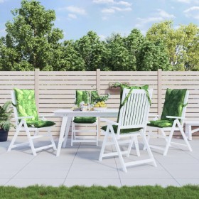 Cojines silla respaldo alto 4 uds tela Oxford estampado hojas Cojines silla respaldo alto 4 uds tela Oxford estampado hojas