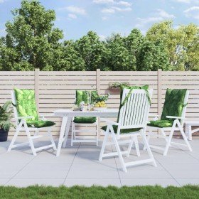 Cojines silla respaldo alto 4 uds tela Oxford estampado hojas Cojines silla respaldo alto 4 uds tela Oxford estampado hojas