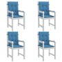 Cojines silla respaldo bajo 4 ud tela azul melange 100x50x4 cm