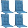 Cojines silla respaldo bajo 4 ud tela azul melange 100x50x4 cm