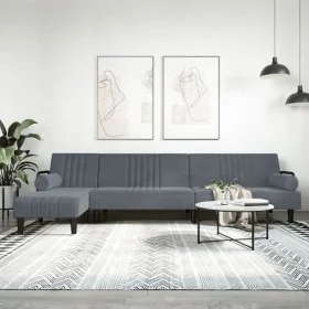 L-förmiges Schlafsofa aus dunkelgrauem Samt, 260 x 140 x 70 cm von vidaXL, Sofas - Ref: Foro24-3157243, Preis: 420,02 €, Raba...