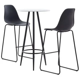 Hochtisch- und Hocker-Set, 3-teilig, aus schwarzem Kunststoff von vidaXL, Möbelsets für Küchen und Esszimmer - Ref: Foro24-27...