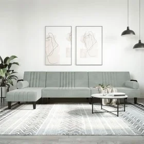 Sofá cama en forma de L terciopelo gris claro 260x140x70 cm by vidaXL, Sofas - Ref: Foro24-3157242, Price: 410,96 €, Discount: %