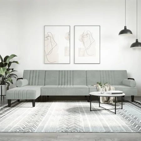 Sofá cama en forma de L terciopelo gris claro 260x140x70 cm by vidaXL, Sofas - Ref: Foro24-3157242, Price: 410,96 €, Discount: %