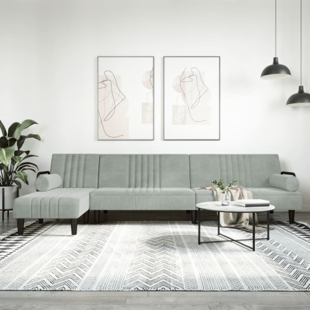 Sofá cama en forma de L terciopelo gris claro 260x140x70 cm by vidaXL, Sofas - Ref: Foro24-3157242, Price: 413,31 €, Discount: %