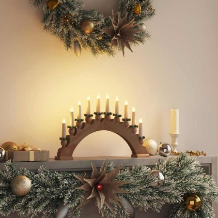 Arco de Velas de Navidad con 10 Velas LED Marrón 47 x 5 x 29 cm
